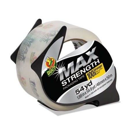 Shurtech Brands Duck, MAX PACKAGING TAPE WITH DISPENSER, 3in CORE, 1.88in X 54.6 YDS, CRYSTAL CLEAR 284982